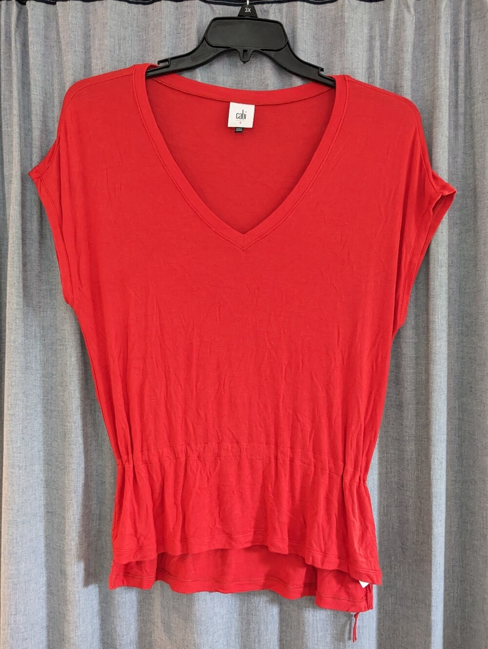 Cabi Top Women's S Sleeveless Red Cinched Waist V Neck Summer Romantic Coquette